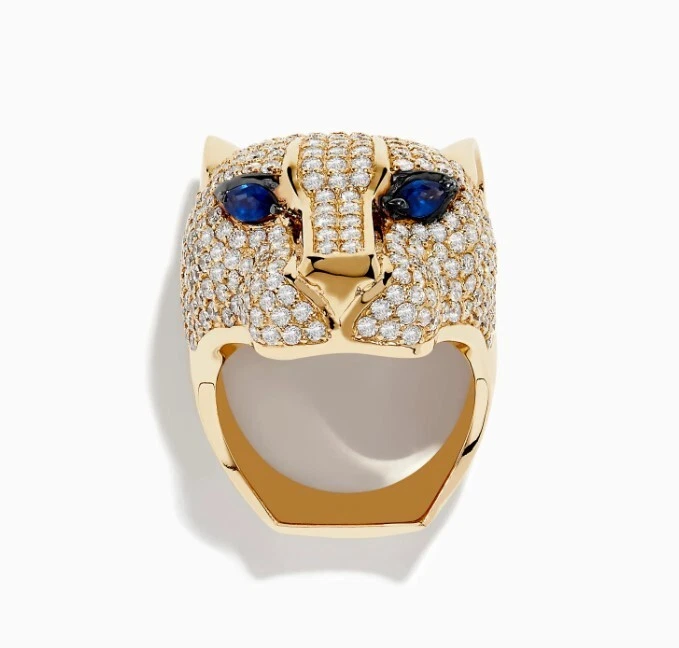 Anillo Pantera Zafiro Pantera Animal Inspirado Anillo Distintivo, Anillo Oro Hombre Foto 4 de 4