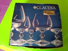 Bicchieri da brandy VINTAGE in cristallo di Boemia 9 once CLAUDIA Prism Ball Stem Set 6 pezzi