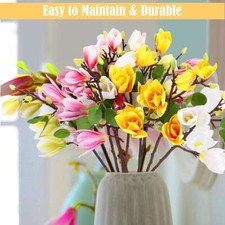 New Stem Artificial Magnolia Flower Fake Bouquet Bunch Home Wedding Party Decor