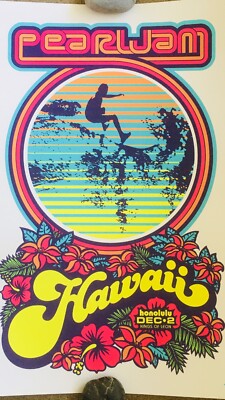 🔴PEARL JAM🏄EDDIE VEDDER 2006 ORIG HAWAII🌈 SILKSCREEN CONCERT