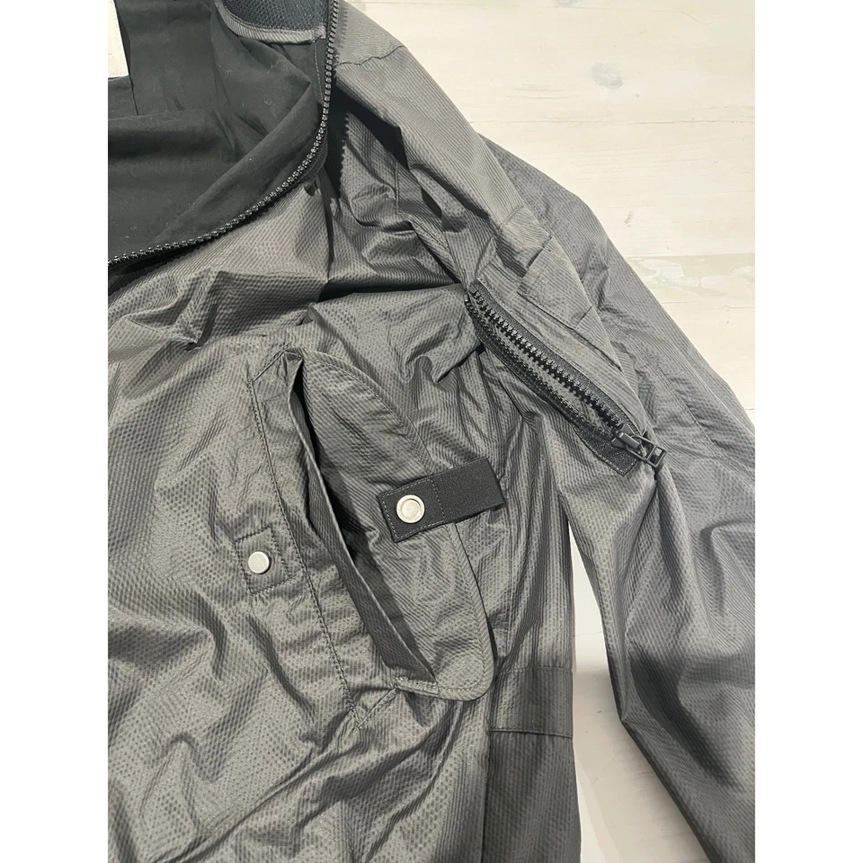 Helmut Lang MR Bomber Jacket Gray Ribbed Cuffs Straps Modern Minimalist - Image 4 of 4