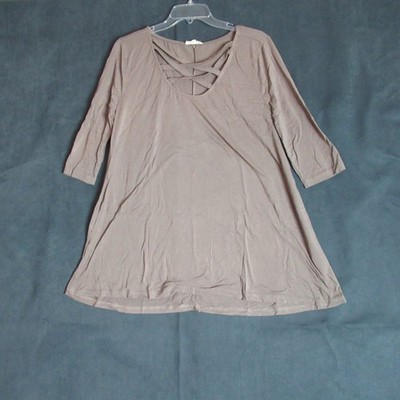 Easel Top Womens Size Large Mauve 3/4 Sleeve Boho Blouse Soft Casual Lounge