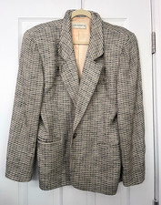 Liz Claiborne 90's Vintage Women's Blazer size 12  Green B W striped
