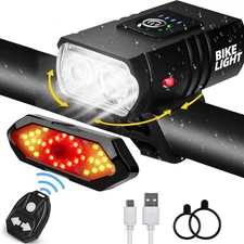 Bike Lights Set, USB Rechargeable Bicycle Light Front & Back, 1000 Lumen Bicy...
