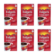 6x Folgers Instant Coffee 7 Single Packets Each Box Classic Roast 0.49 oz. Each