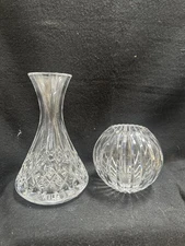 VTG Waterford Crystal Cut Glass Vase PAIR Ribbed Marquis Bowl & Lismore LOT