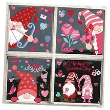 Valentines Day Window Clings Decorations,126Pcs Valentines Window clings Gnome