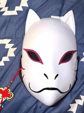 This white Kitsune fox mask, inspired by the anime Naruto Anbu characters.