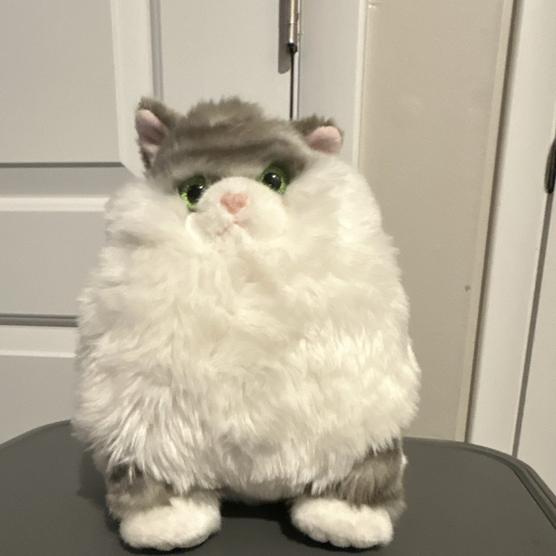 Aurora Gray & White Tabby Cat Plush Stuffed Animal w/ Green Eyes Small 6-14 in