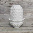 Vintage Fenton Milk Glass Hobnail Fairy Lamp 2-Piece Set *Chipped*