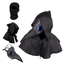 Halloween Plague Doctor Mask Steampunk Cosplay Classic 3-in-1 Set - Black