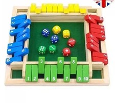 Wooden Dice Board Game Shut The Box for 4 Players Flaps & Dices Game Parent-chi