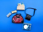VINTAGE BARBIE ACCESSORIES LOT OF 6 PURSES BAGS RECORD PLAYER 1961-65 EXC