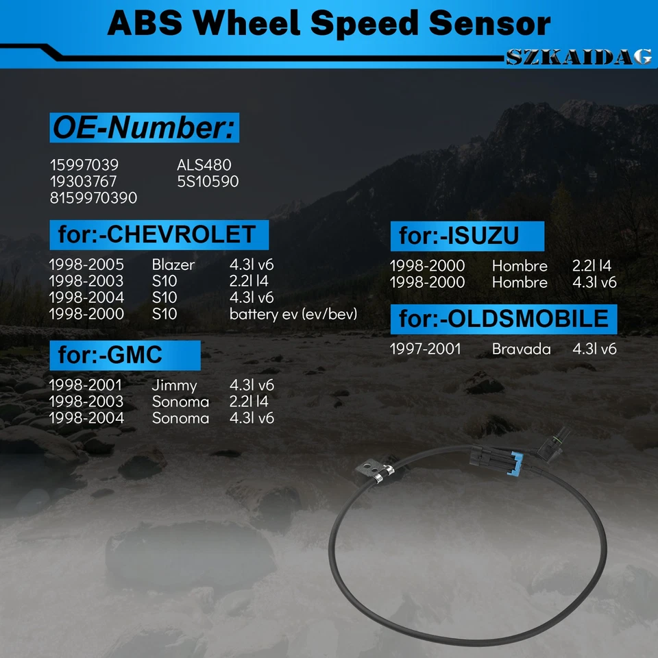 Комплект из 2 передних датчиков скорости колеса ABS для Chevrolet S10 GMC Sonoma Isuzu - Изображение 2 из 4