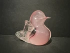 Vintage Murano Oball Pink Opaline Glass Little Sparrow Lovebird Sculpture RARE!