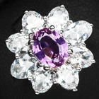 Sparkling Lavender Purple Sapphire 1.35Ct 925 Sterling Silver White Gold Rings