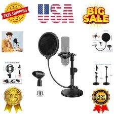 Multifunctional Desktop Microphone Stand, Adjustable Mic Stand Desk with Pop ...