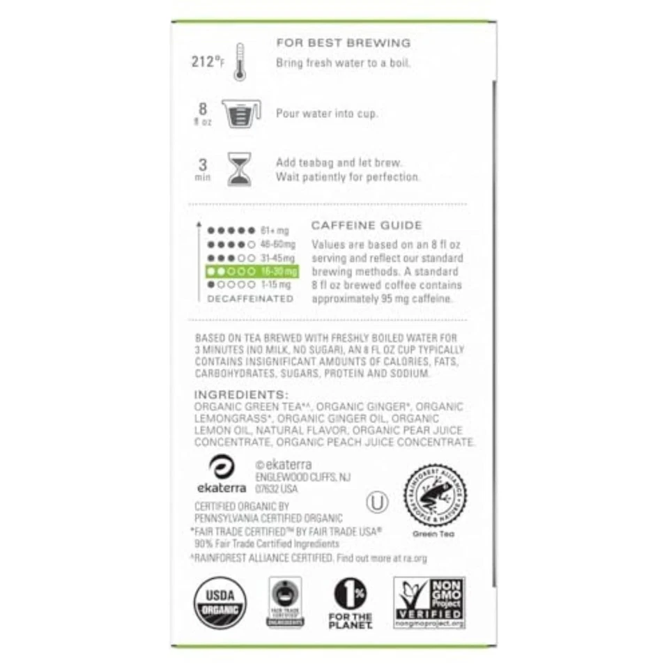 TAZO Organic Green Ginger Green Tea Bags,  Ct (Pack of 2), Total 32 bags - Image 2 of 3