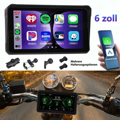 6'' Motorcycle GPS Wireless Portable Carplay + Android Auto Autoradio GPS BT IP68