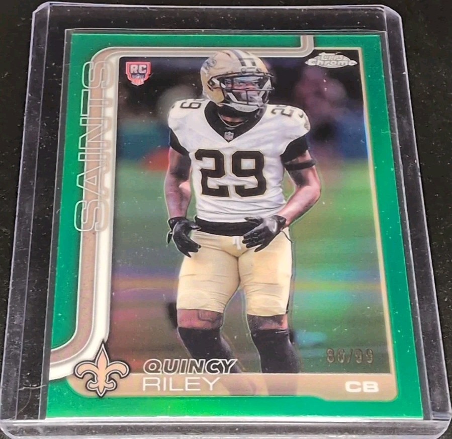 2025 Topps Chrome NFL Quincy Riley #369 Green Refractor /99 Saints ROOKIE RC
