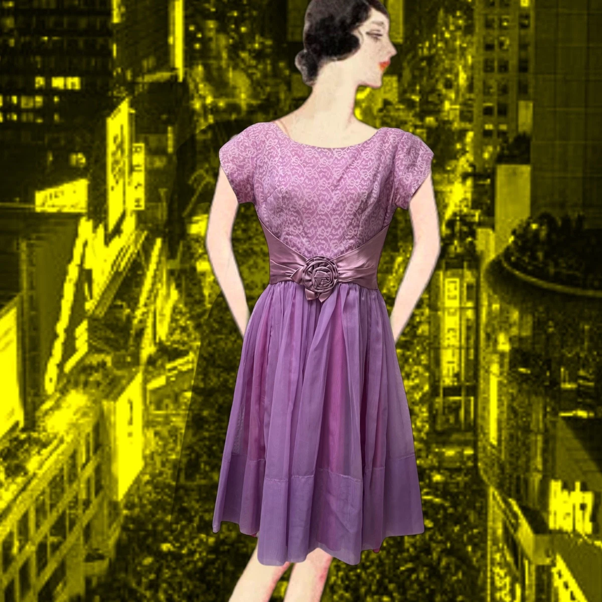 Purple 1950s Vintage Dresses for Women for sale