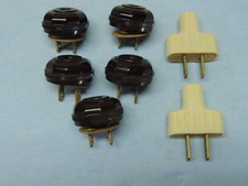 Vintage NOS Art-Deco style electrical plugs for lamp, radio, fan etc. Lot of 7