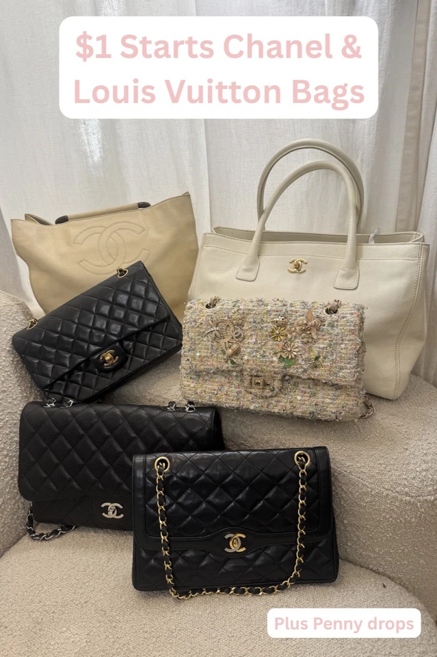 Vintage Chanel & Louis Vuitton Bags $1 Starts plus Penny drops!