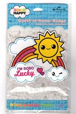 I'm So So Lucky Guest of Honor Badge, Hallmark Party, 4" x 3", Happy Rainbow Sun