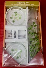 Set immersione in vetro foglia verde Vities nuovo con bottiglia ricaricabile e piastra