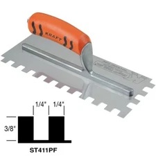 Kraft Tool Notch Trowel Square Notch 1/4" x 3/8" x 1/4" Made in the USA