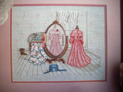 Reflections of the Past cross stitch pattern Paula Vaughan dress