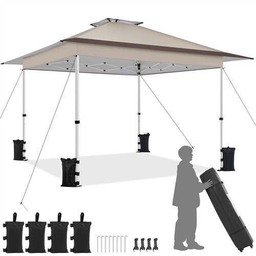 Pop-Up Gazebo 13x13 FT, Outdoor Garden Canopy Tent With Overhang & Sandbags - Picture 8 of 15