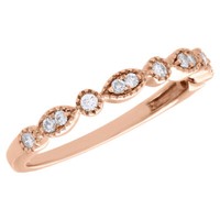 10K Rose Gold Diamant JubiläUm Ring Damen Milgrain Ehering 0.17 Karat