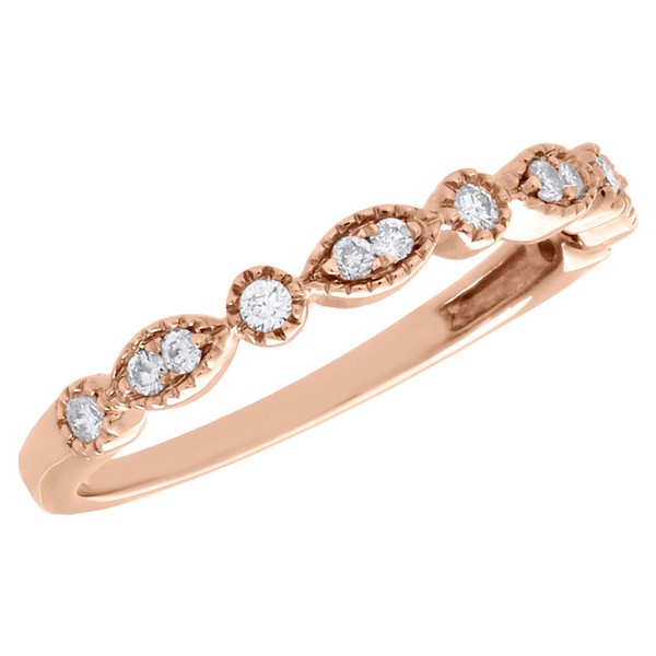 10K Rose Gold Diamant JubiläUm Ring Damen Milgrain Ehering 0.17 Karat-image