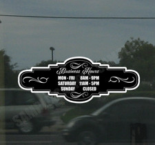 Business Hours Custom Door Glass Sign Decal Sticker Store Retail Print Style B