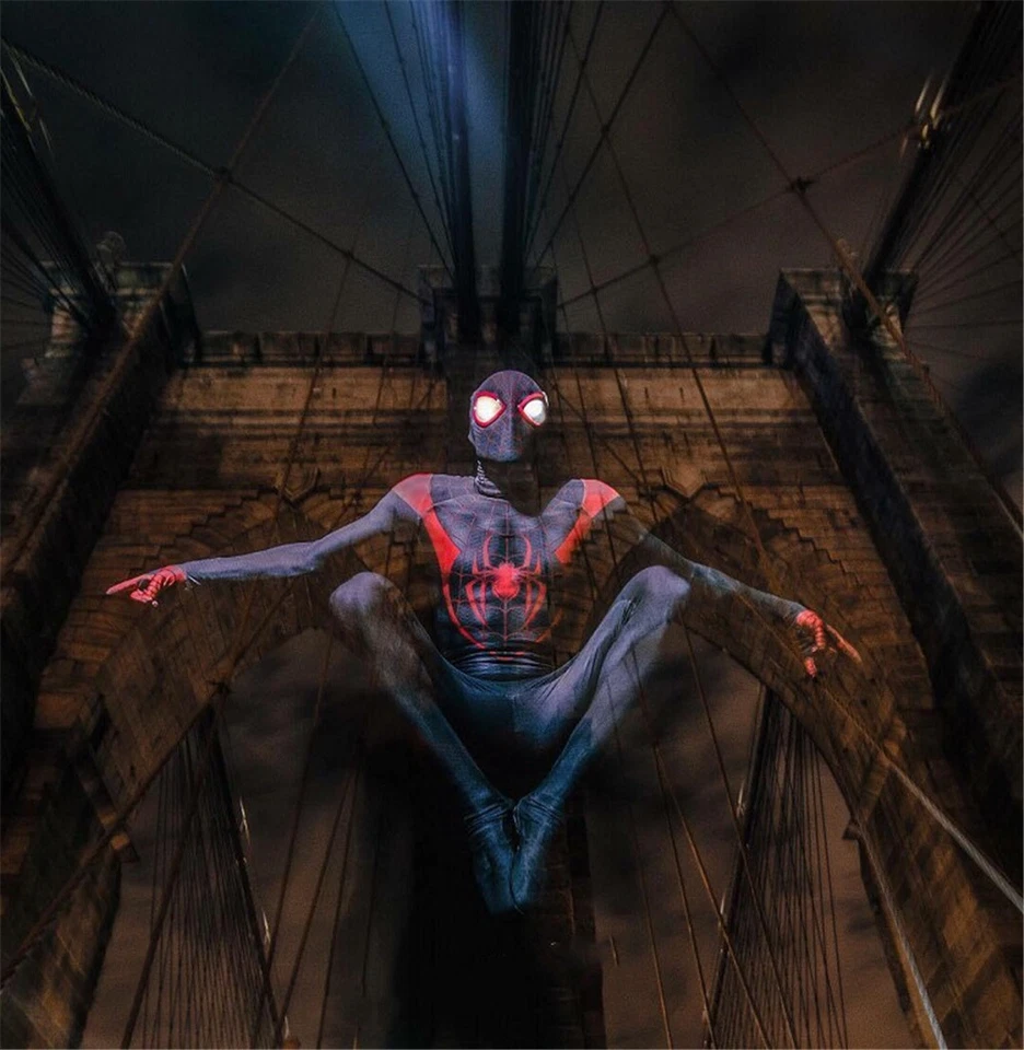 Miles Morales Spider-man Costume Superhero Zentai Suit Halloween Cosplay Adult - Image 2 of 4