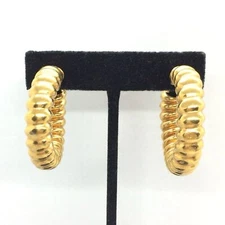 WILLIAM DE LILLO SHRIMP CLIP ON HOOP EARRINGS GOLD TONE TWISTED CHUNKY LARGE