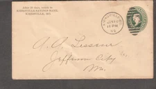 1899 cover Kirksville Savings Bank MO to Alexander A Lesueur Jefferson City MO