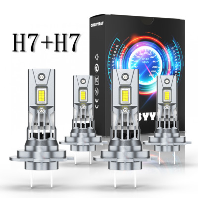 H7+H7 LED Headlight Combo 4 High Low Beam Bulbs Kit Super White Bright Lamps