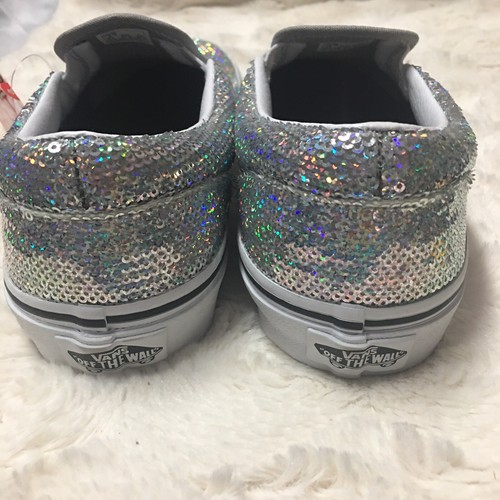 Vans Girls Sequin Silver Slip-On kids Classic Sz3.0 New - Picture 11 of 12