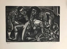 MARIA JOSEFA COLOM - TAUROMAQUIA - MAS CORNADAS DA EL HAMBRE ETCHING - 1963
