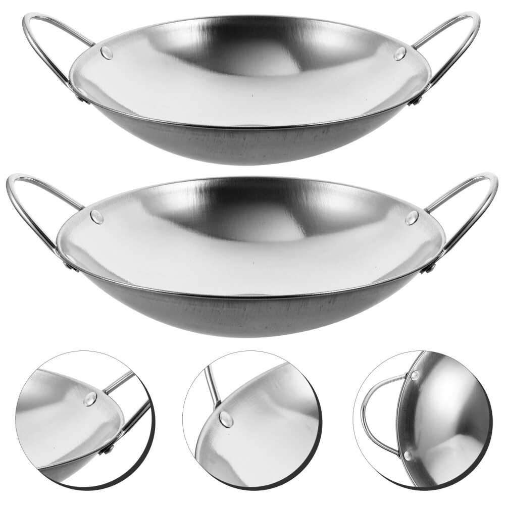 2 Pcs Bratpfanne Aus Edelstahl Wok Für Gasherd Induktionskochfeld Sieb