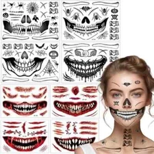 8 Sheets Halloween Makeup Temporary Halloween Tattoos Stickers Halloween Tattoo