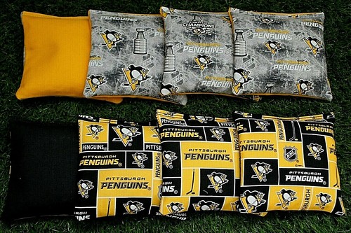 Cornhole Bean Bags Set of 8 ACA Regulation Bags STANLEY CUP PITTSBURGH PENGUINS - Picture 2 of 2
