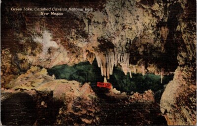 Green Lake Carlsbad Caverns National Park, NM. Vintage Linen Postcard