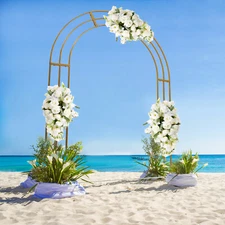 3-Layer 8.53Ft Metal Wedding Arch-shaped Rack Backdrop Arch Decoration Stand