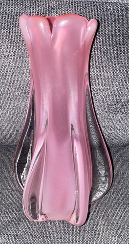 MAGNIFICENT MURANO Pink Opalino Opalescent Glass Vase - Picture 2 of 4