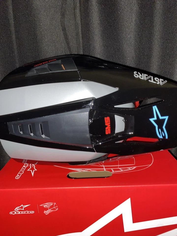 Casco de motocicleta ALPINESTARS SM5 Bond negro, rojo y cian todoterreno motocross enduro Foto 3 de 4