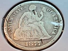 1877 CC Liberty Seated Dime 90% Silver Scarce Carson City Mint 10c Coin Ten Cent