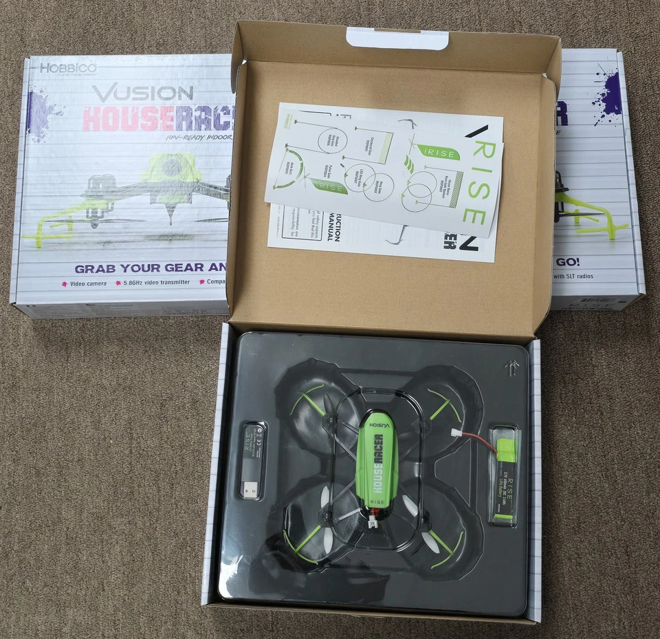 3x RISE Vusion House Racer 125 Race Indor Mini Quadcopter Green FPV-Ready 5.8GHz - Image 2 of 4